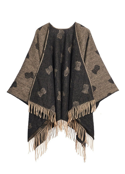 Lucchi Italy Cape Small Thistle Charcoal Poncho 100% Pure Lambswool