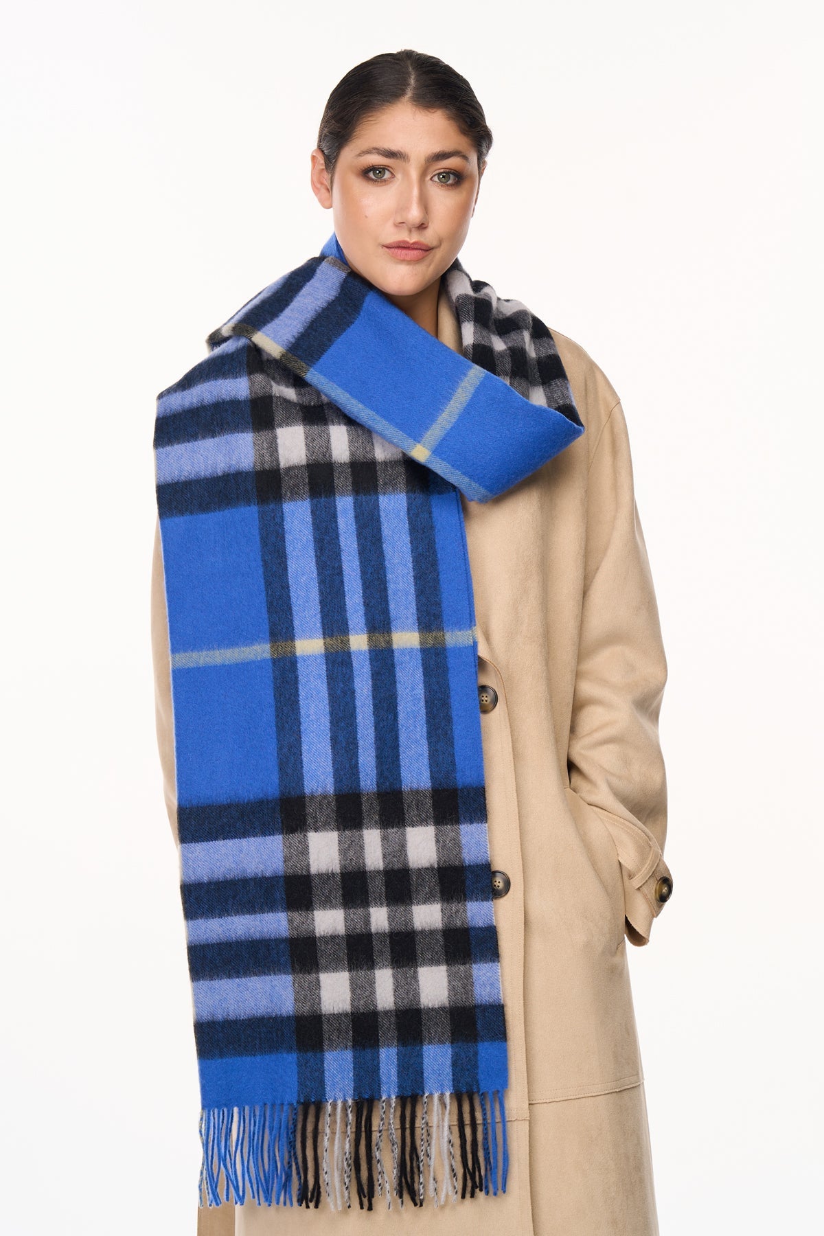 Lucchi Italy Scarf DC Check Oversized Wrap 100% Pure Lambswool