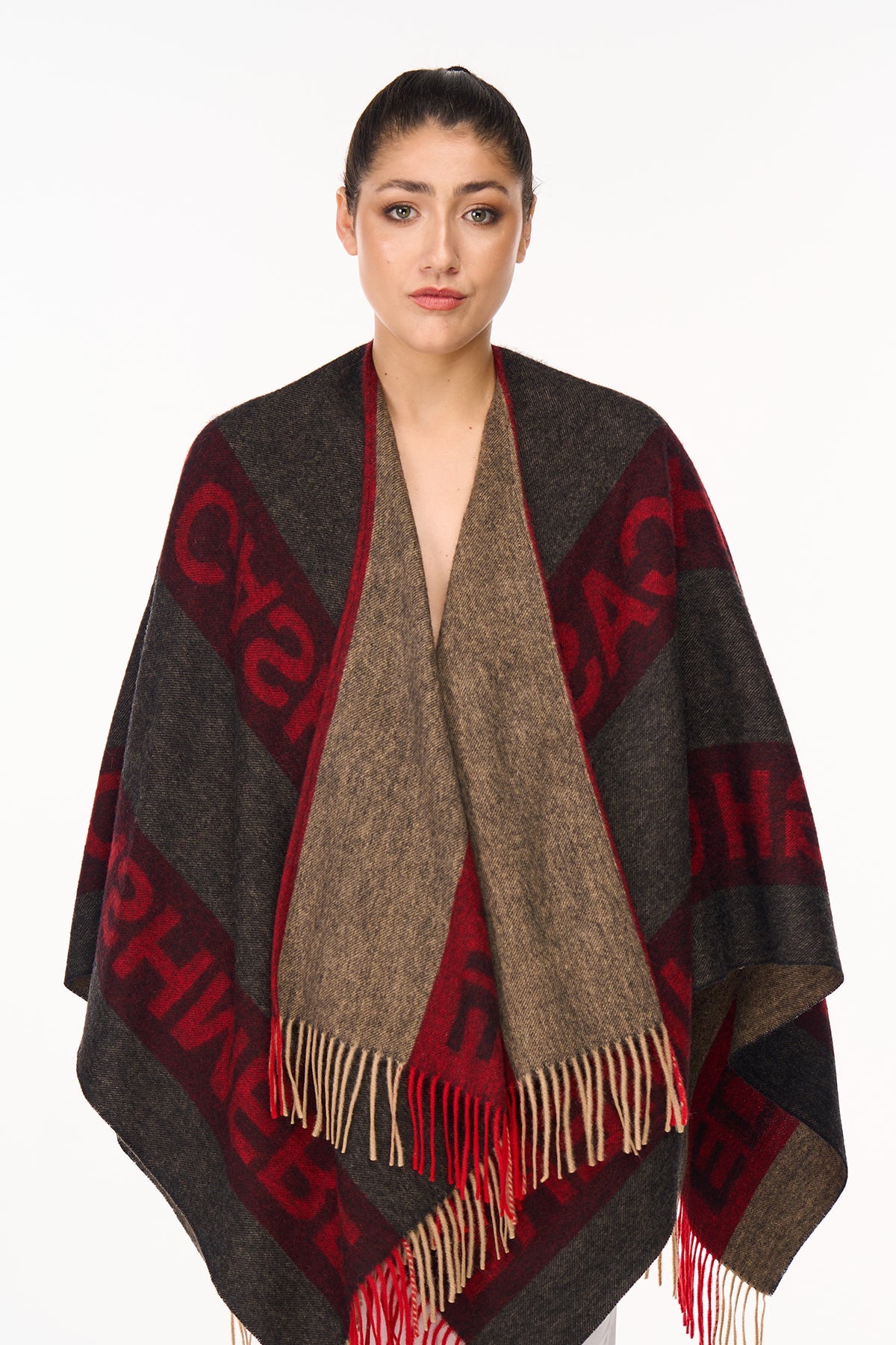Lucchi Italy Edinburgh Red Cape 100% Pure Lambswool
