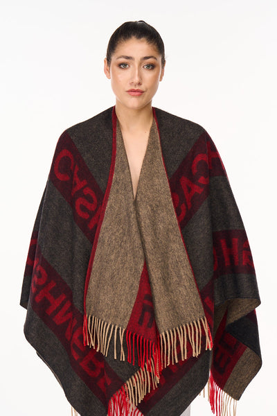 Lucchi Italy Edinburgh Red Cape 100% Pure Lambswool