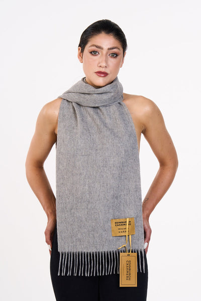 Lucchi Italy Scarf Plain Grey 100% Pure Lambswool
