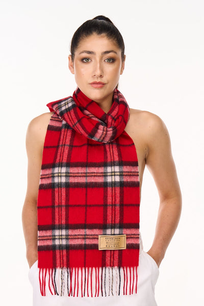 Lucchi Italy 100% Pure Cashmere Scarf Scottish Thomson Red Check Design