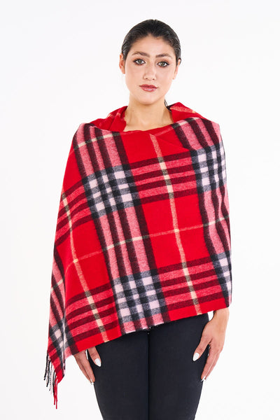 Lucchi Italy Cashmere Scarf DC Classic Red Oversized Wrap