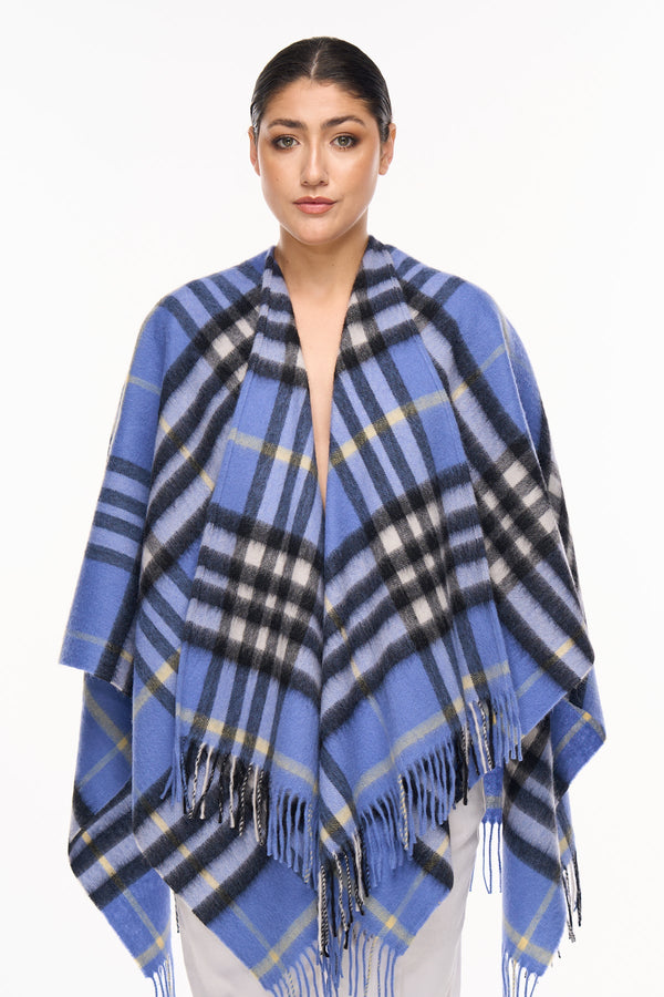 Cashmere Cape Exclusive Luxury DC Classic Blue Poncho 100% Pure Cashmere