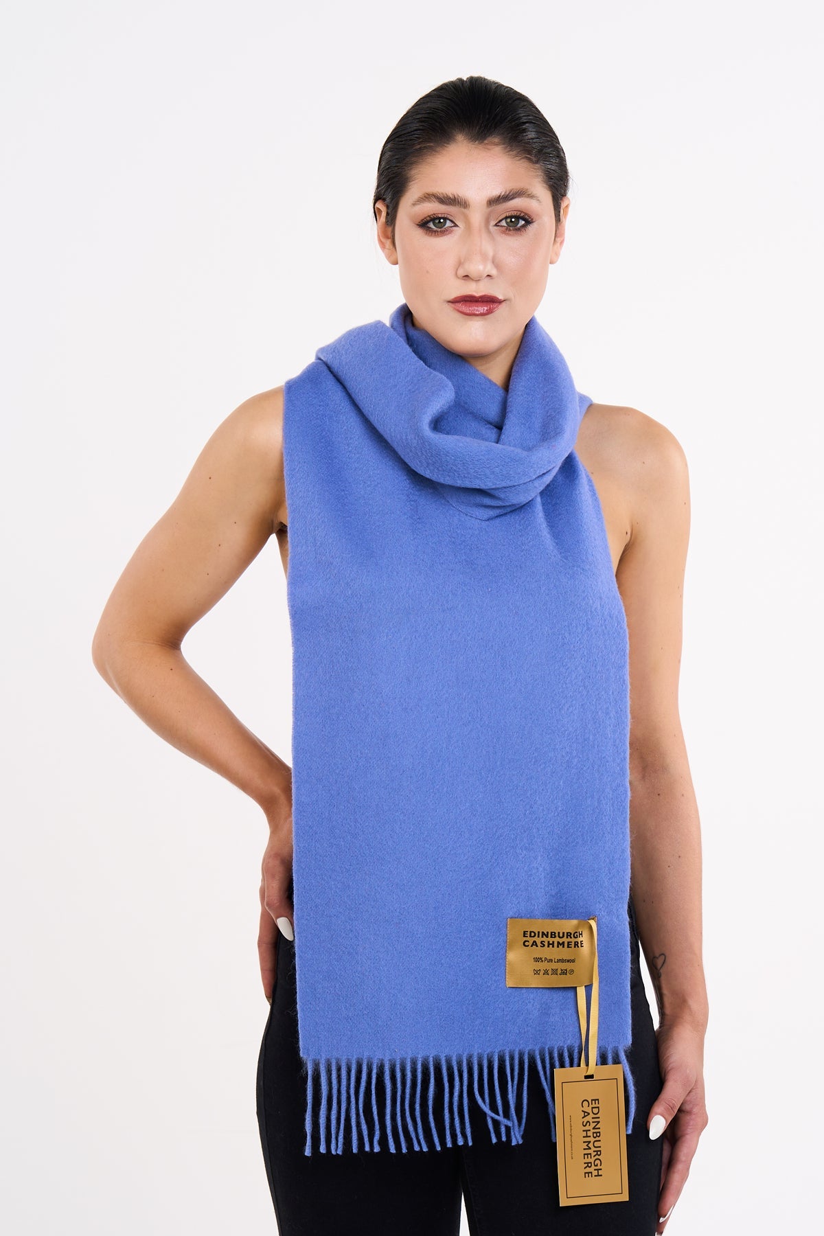 Lucchi Italy Scarf Plain Light Blue 100% Pure Lambswool
