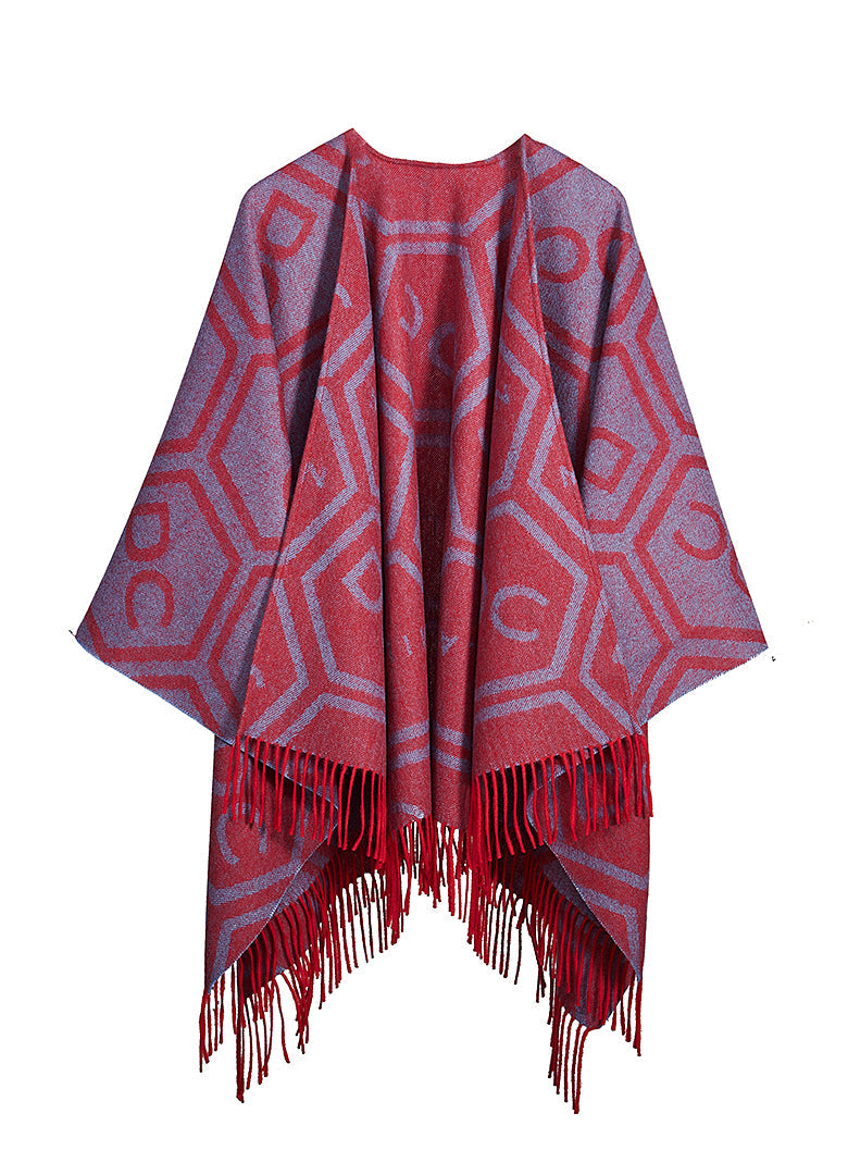 Lucchi Italy Cape Poncho Exclusive Iconic Reversible Design Red