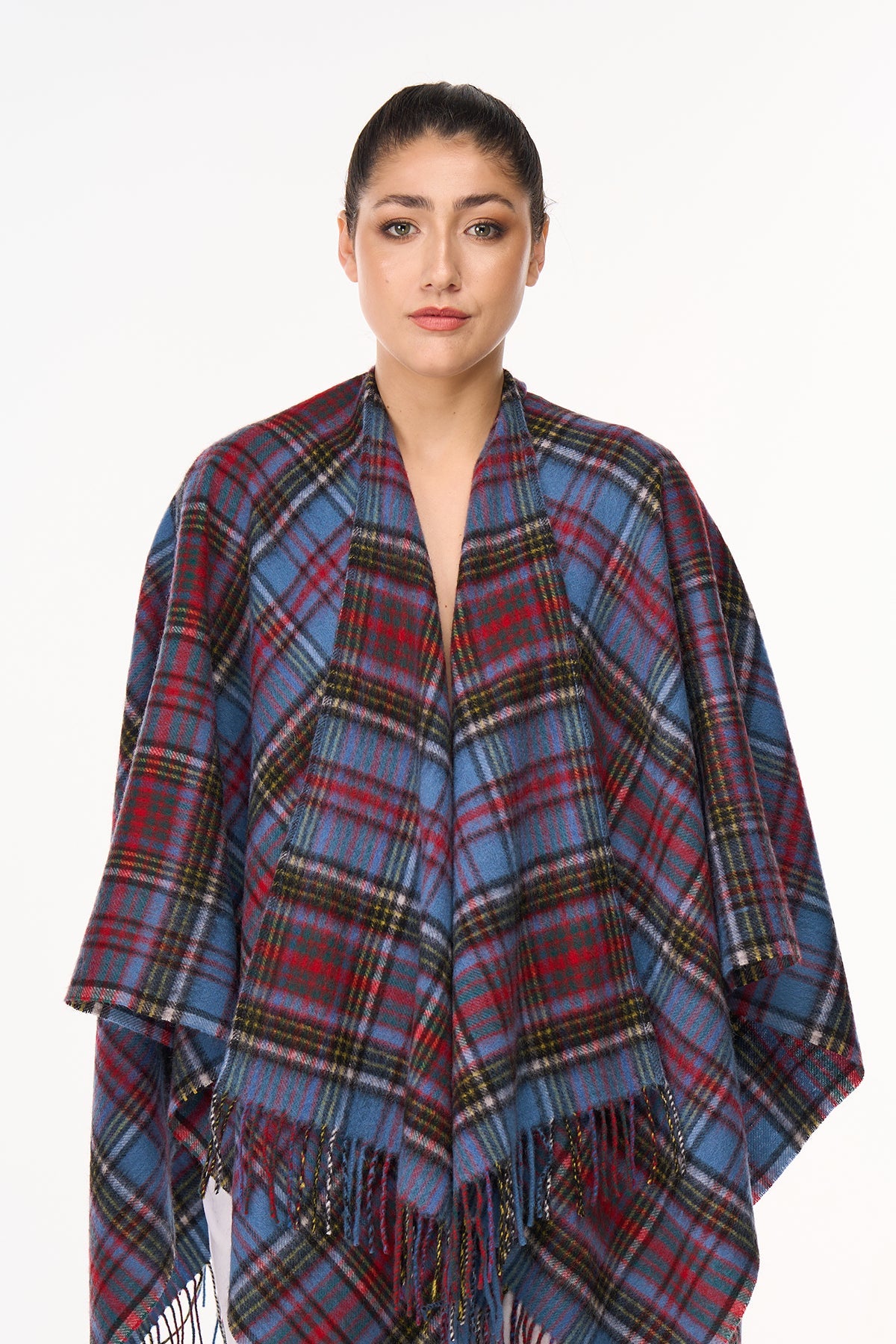 Lucchi Italy Tartan Cape Anderson Poncho 100% Pure Lambswool