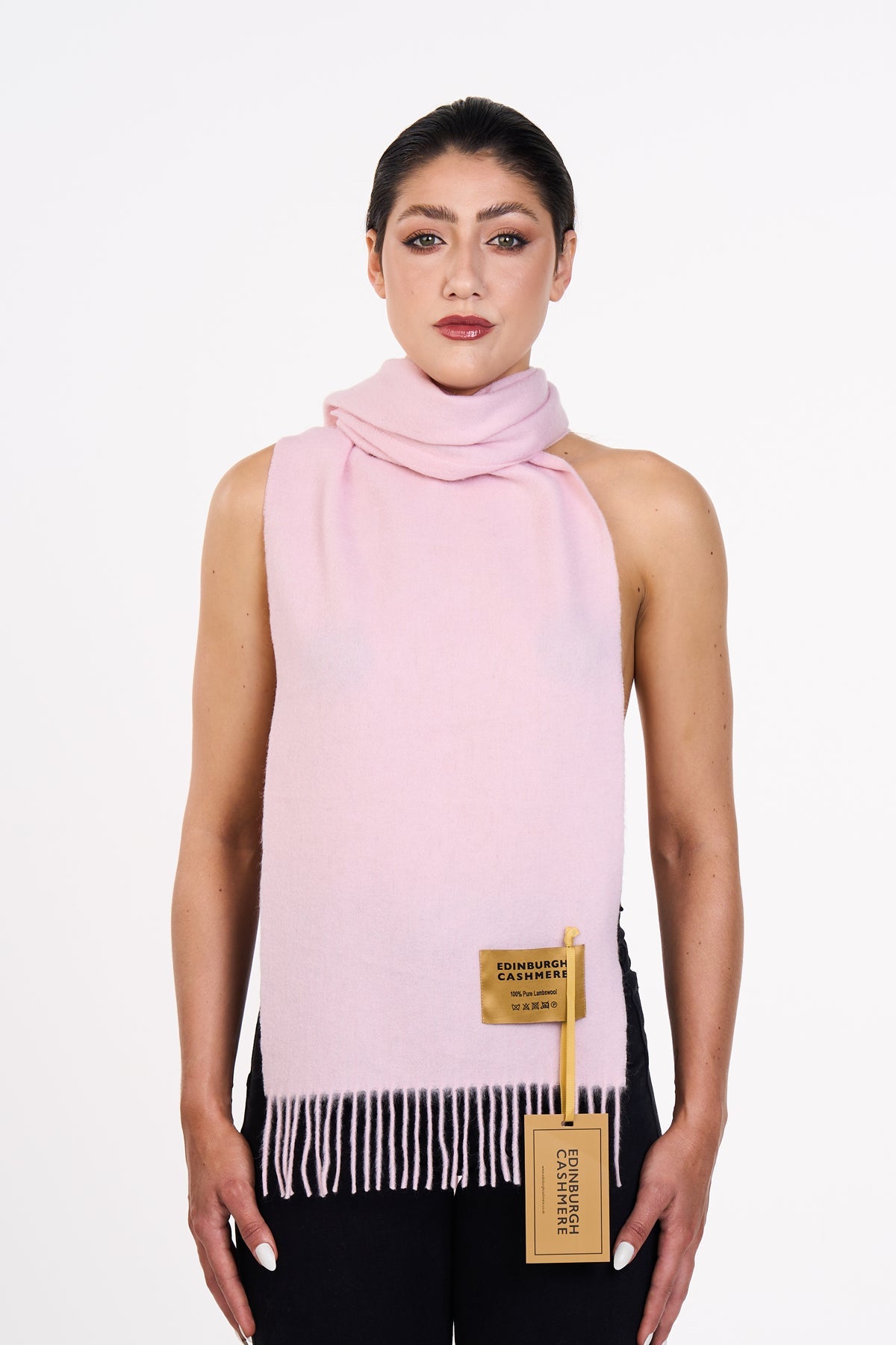Lucchi Italy Scarf Plain Light Pink 100% Pure Lambswool