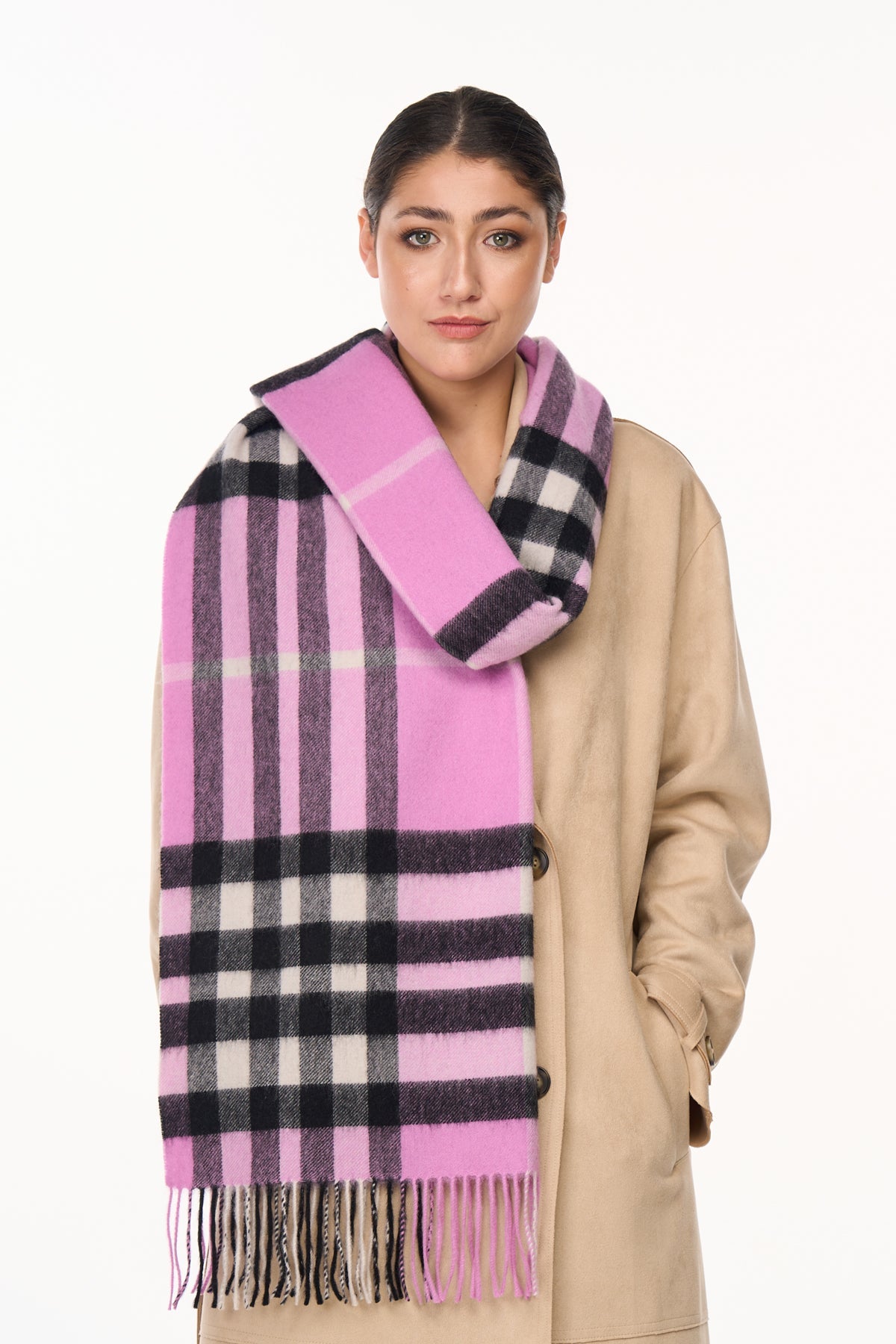 Lucchi Italy Scarf DC Check Oversized Wrap 100% Pure Lambswool