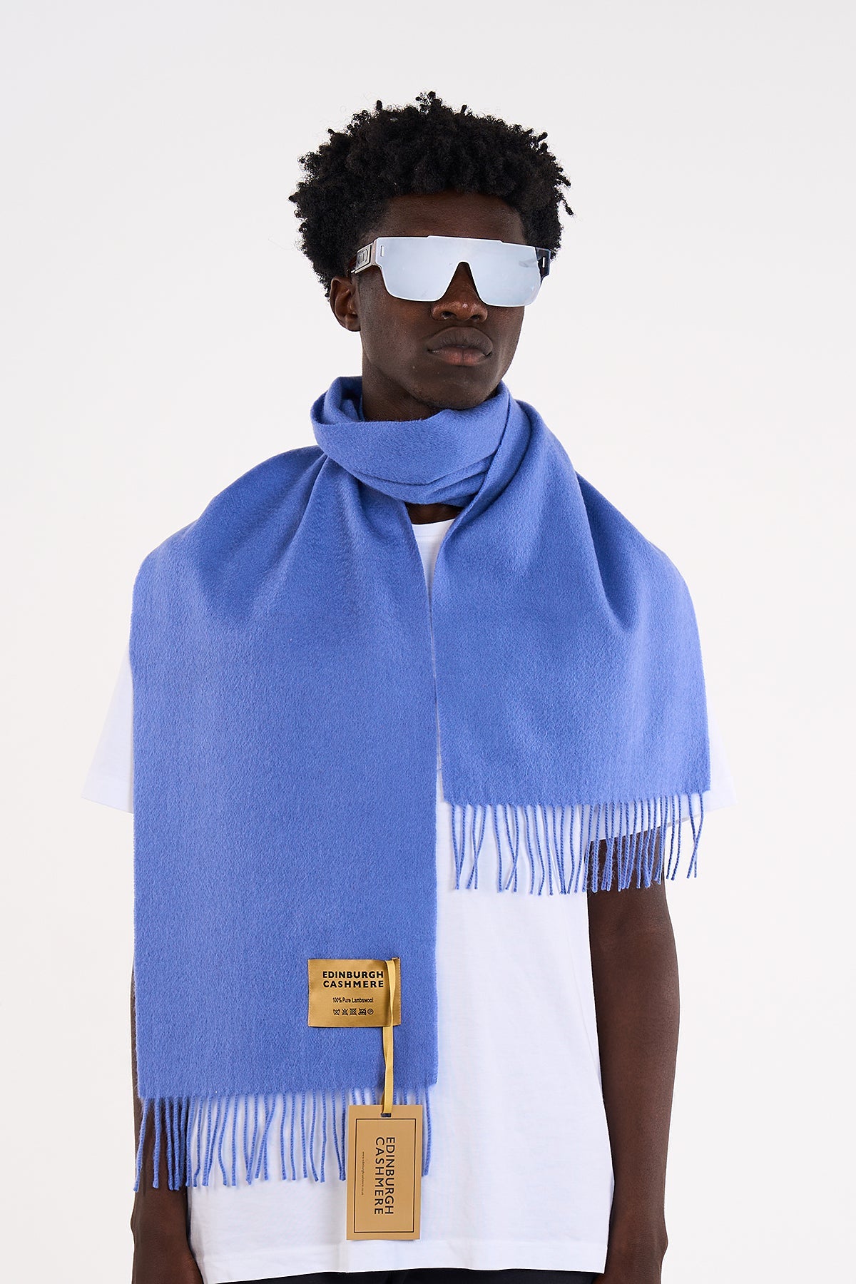 Lucchi Italy 100% Pure Extra Fine Wool Scarf Light Blue Small