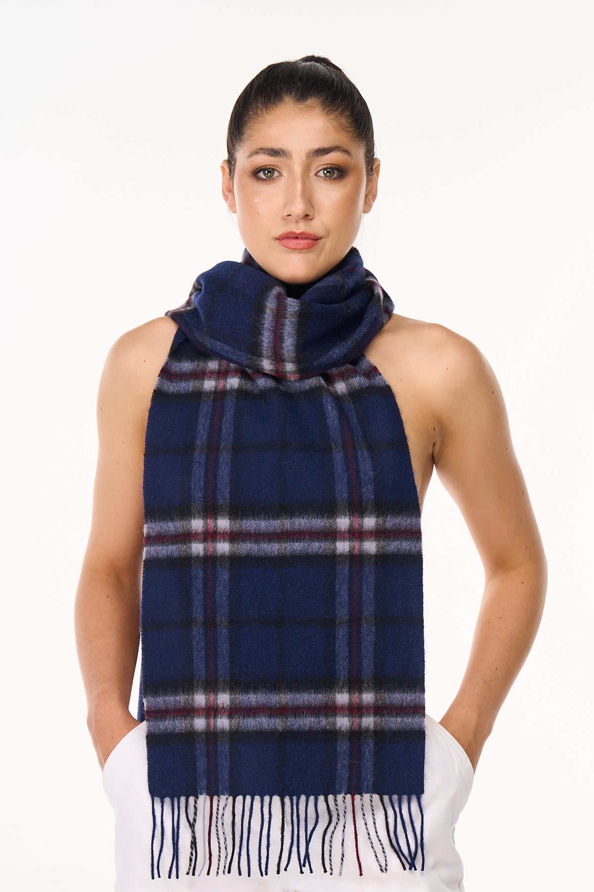 Lucchi Italy Scarf 100% Pure Lambs wool Navy