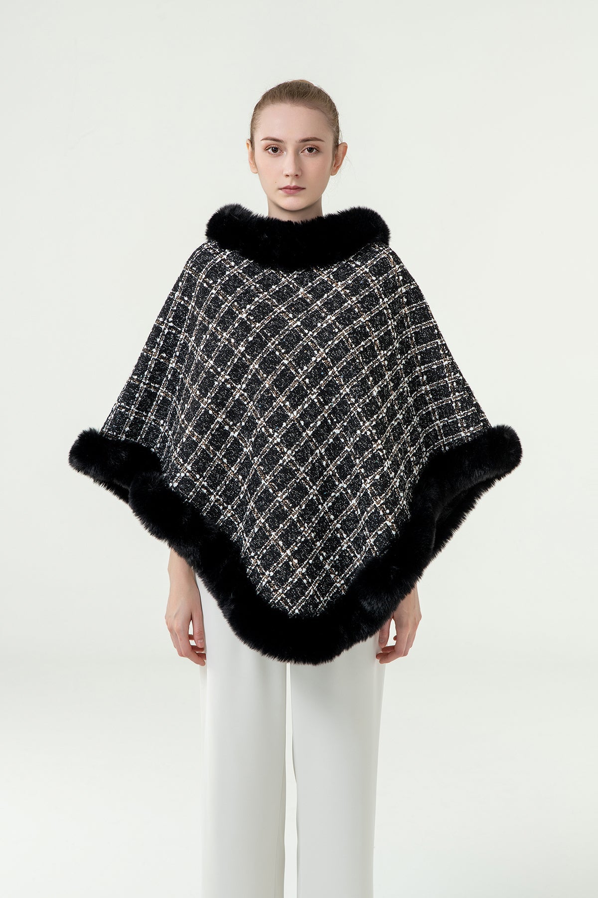 Lucchi Italy Women's Poncho - Black/White
