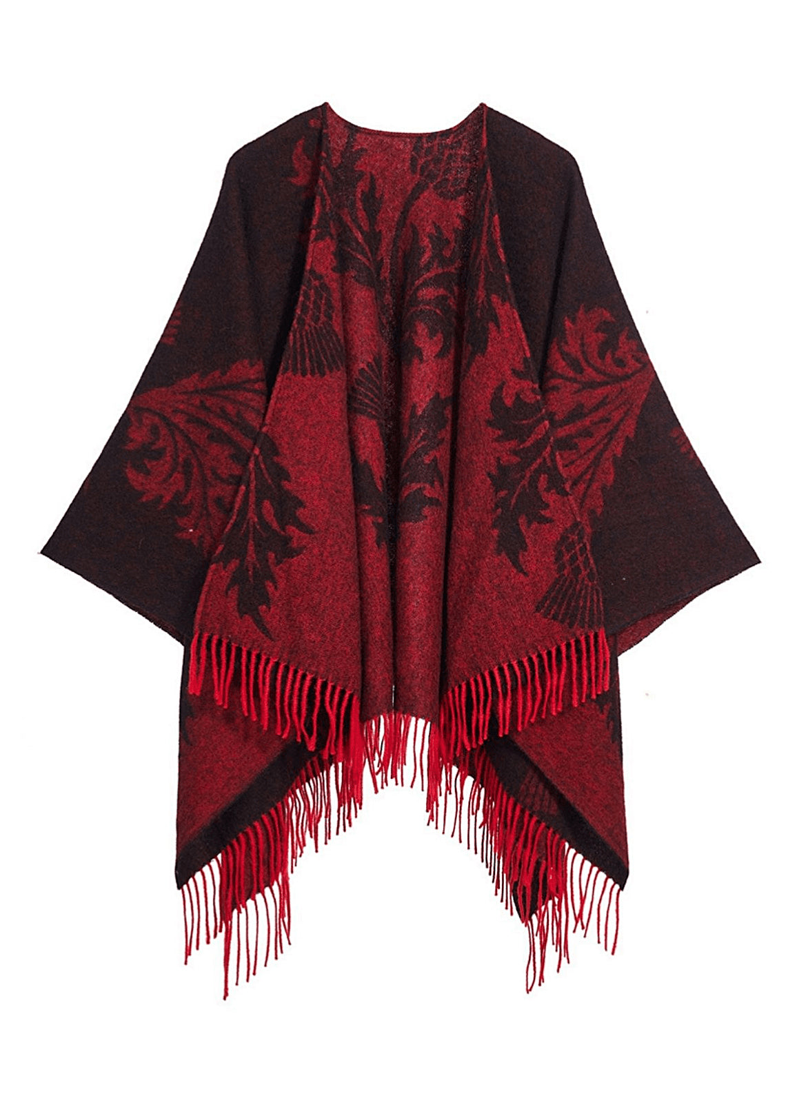 Lucchi Italy Cape Single Thistle Red Poncho 100% Pure Lambswool