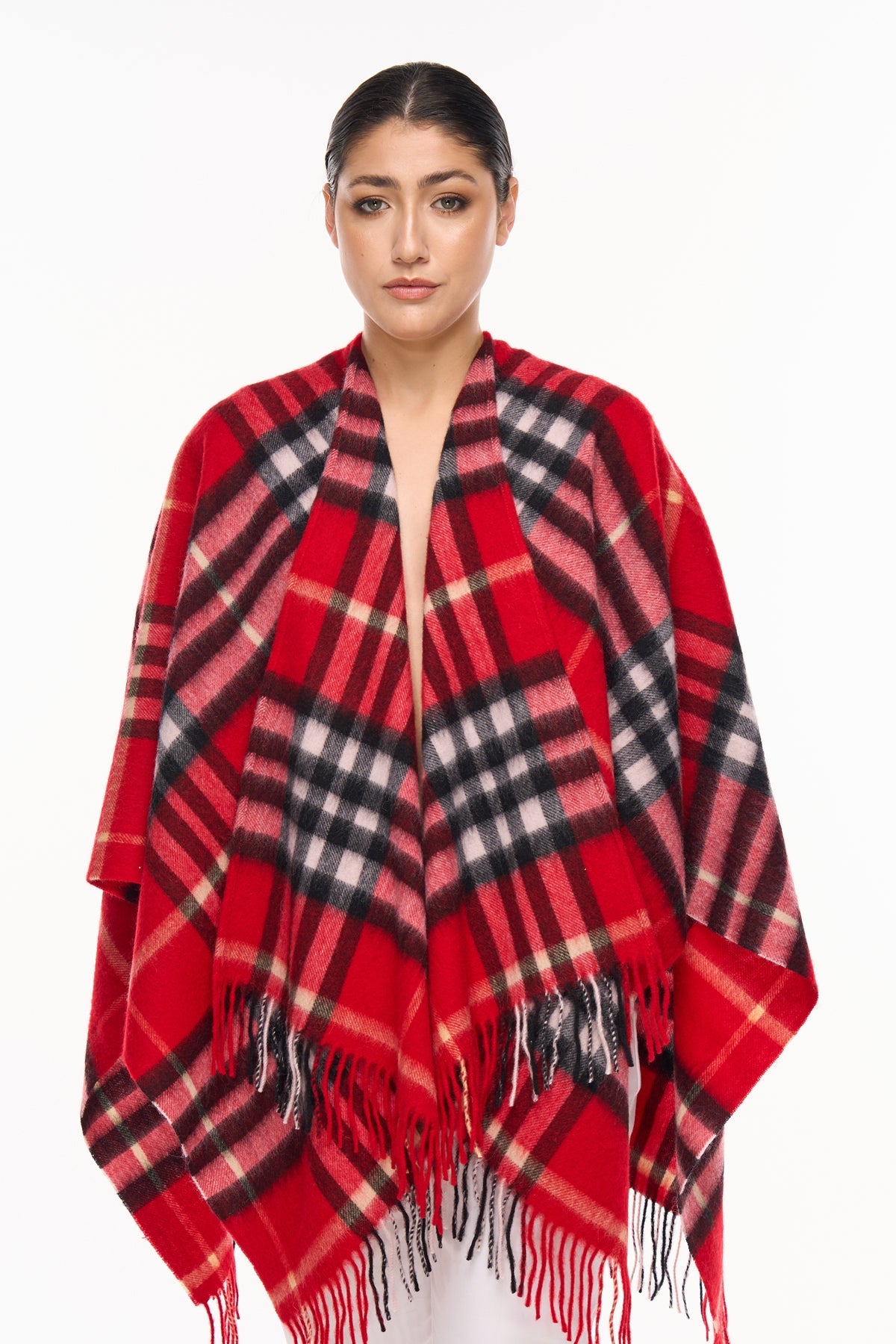 Lucchi Italy Cape DC Classic Red Poncho 100% Pure Lambswool