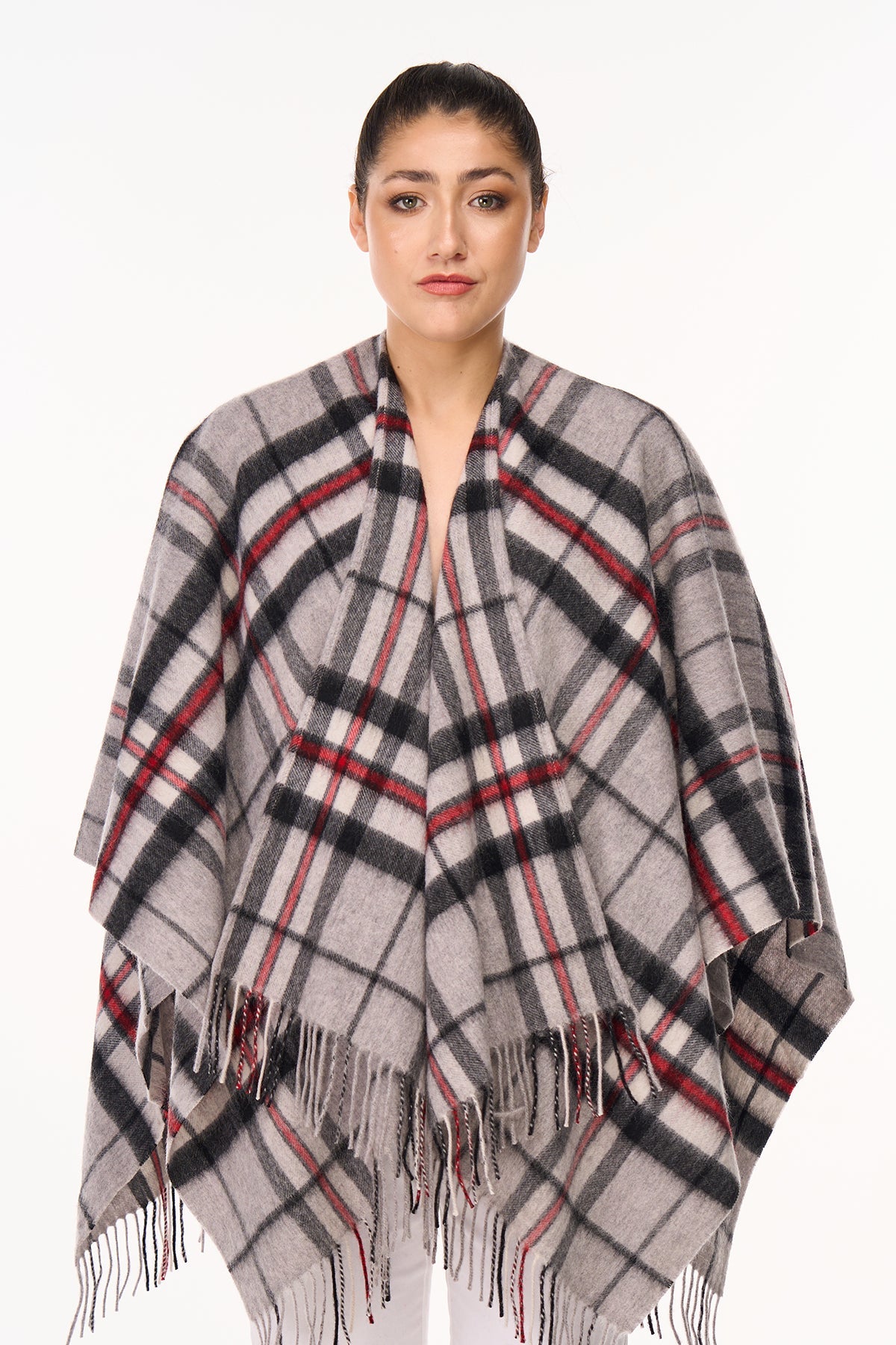 Lucchi Italy Cape Scottish Design Tartan Poncho 100% Pure Lambs wool