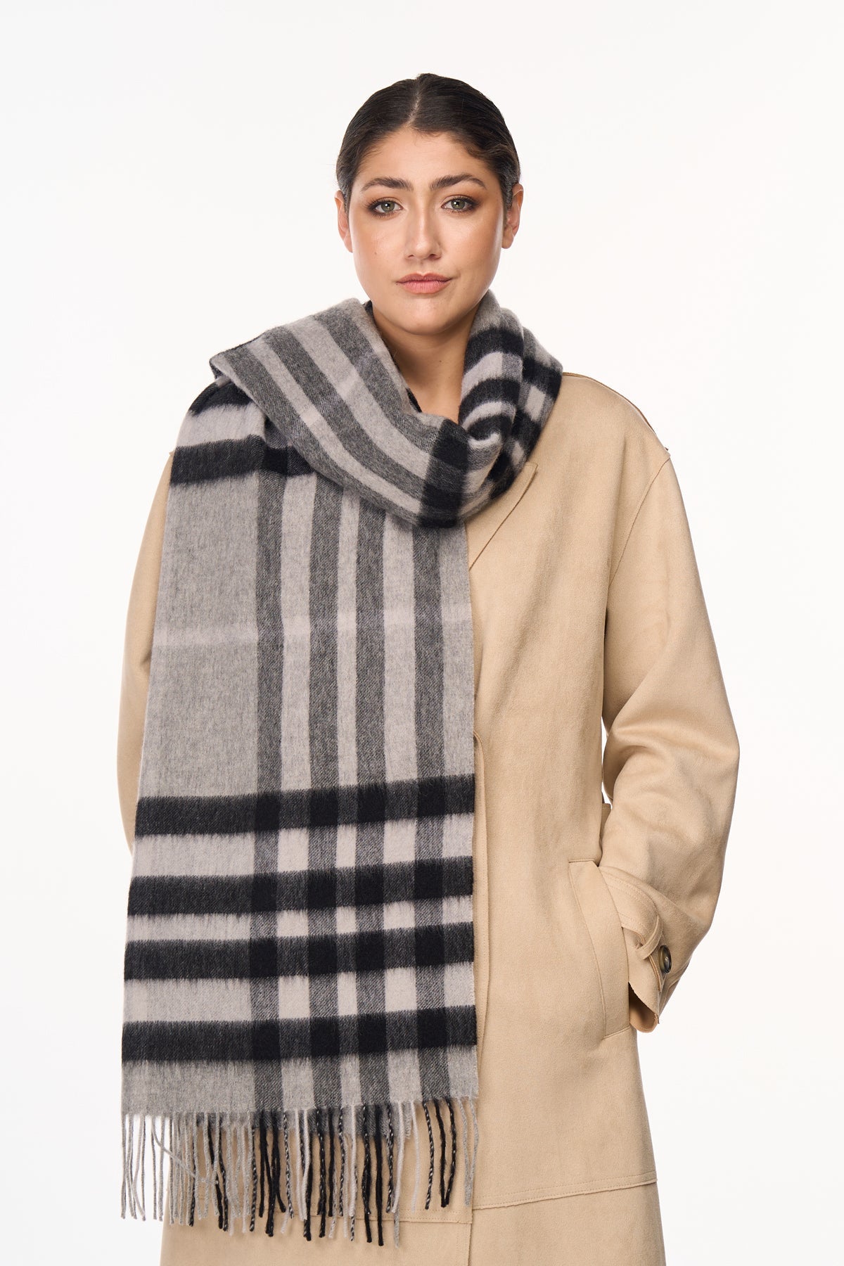 Lucchi Italy Scarf DC Check Oversized Wrap 100% Pure Lambswool