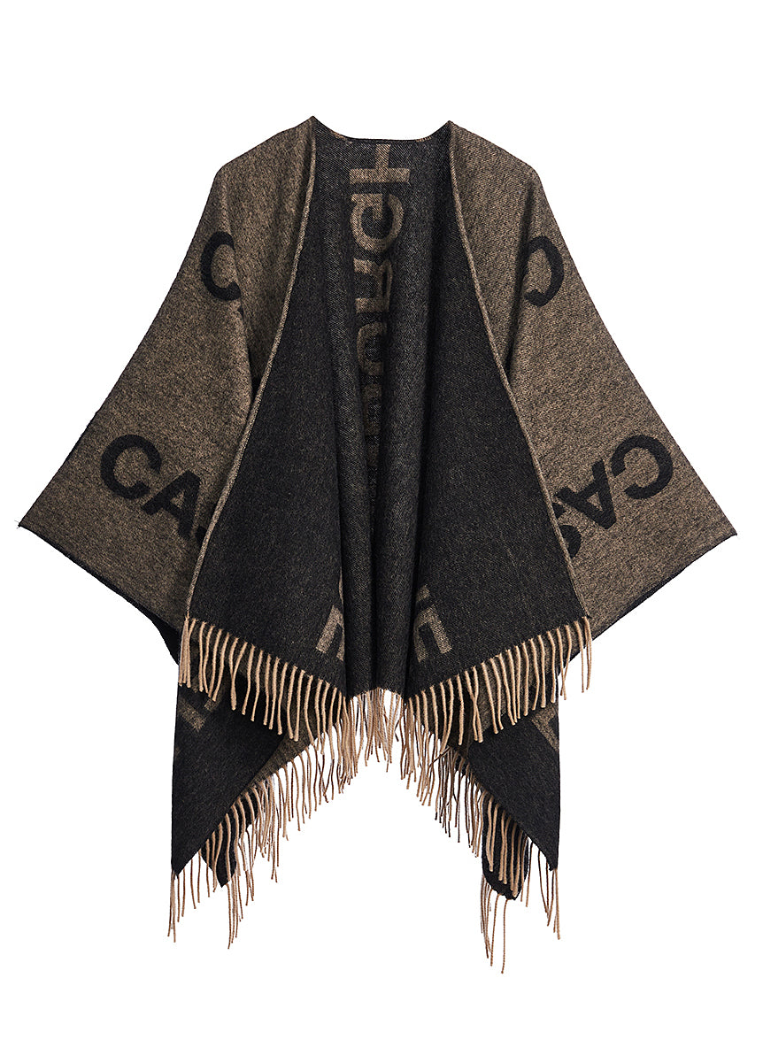 Lucchi Italy Cape Edinburgh Charcoal Poncho 100% Pure Lambswool