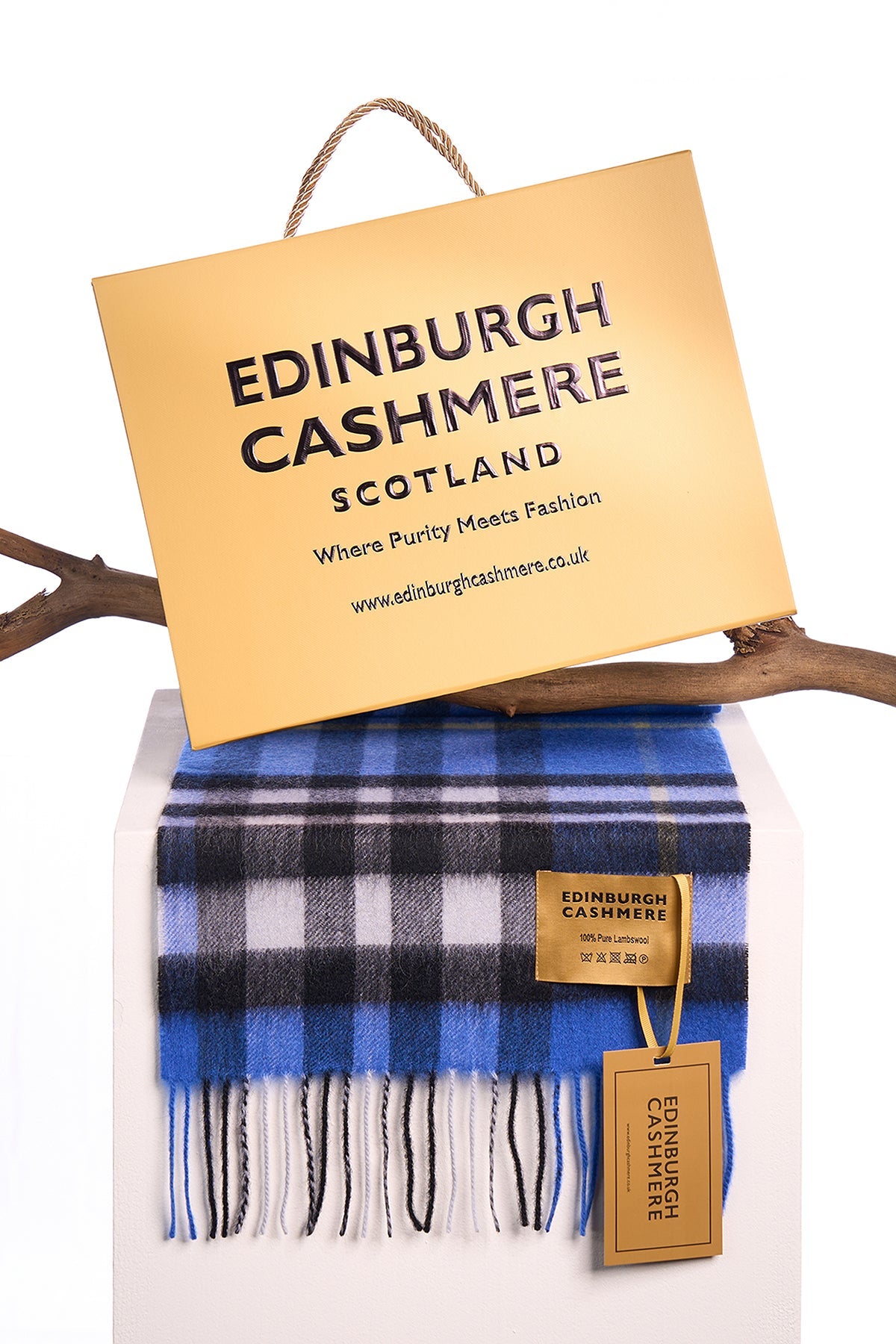 Lucchi Italy Cashmere Wool Scarf DC Check Luxury