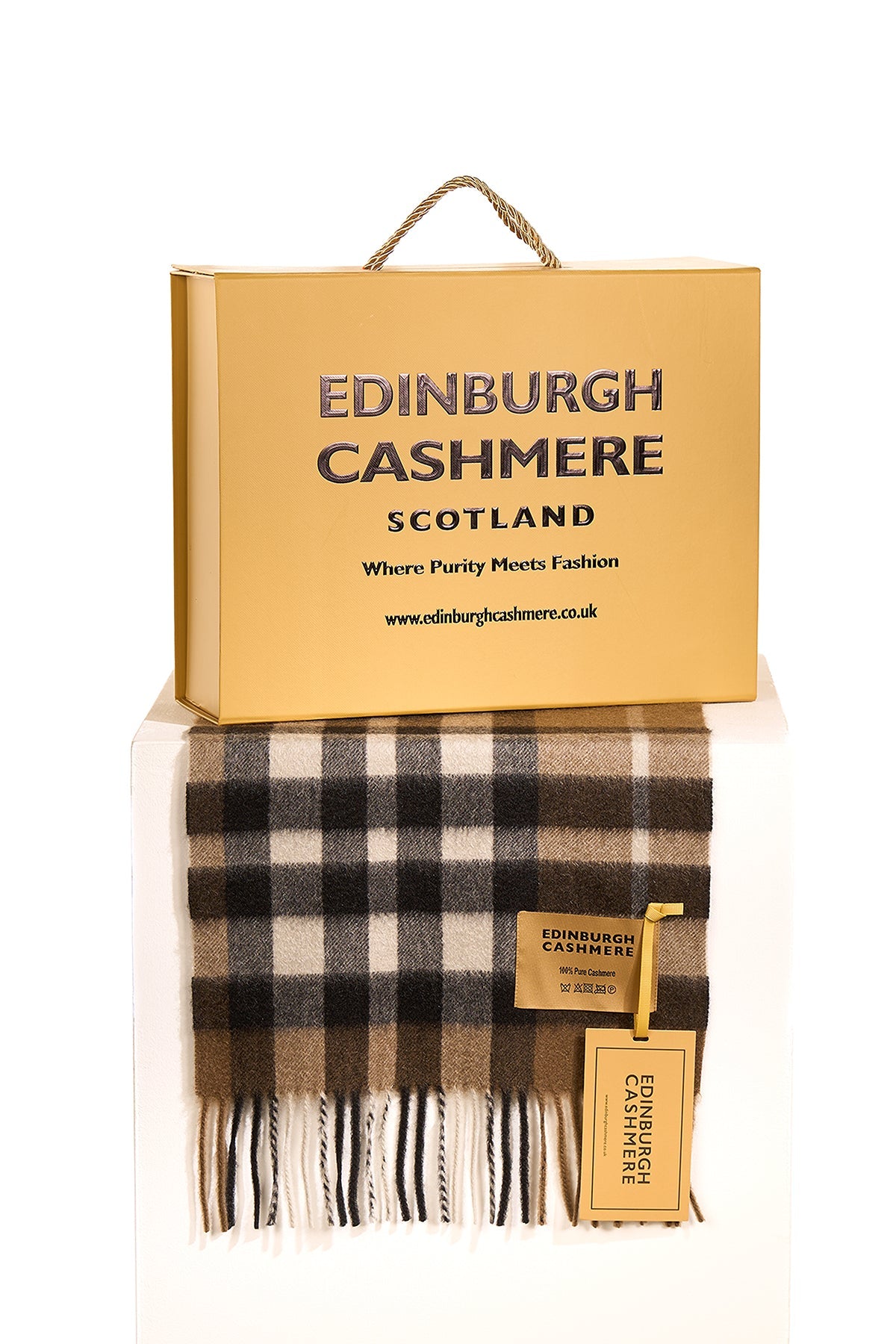 DC Check Cashmere Scarf Chocolate