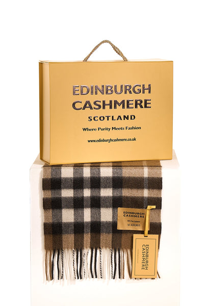 DC Check Cashmere Scarf Chocolate