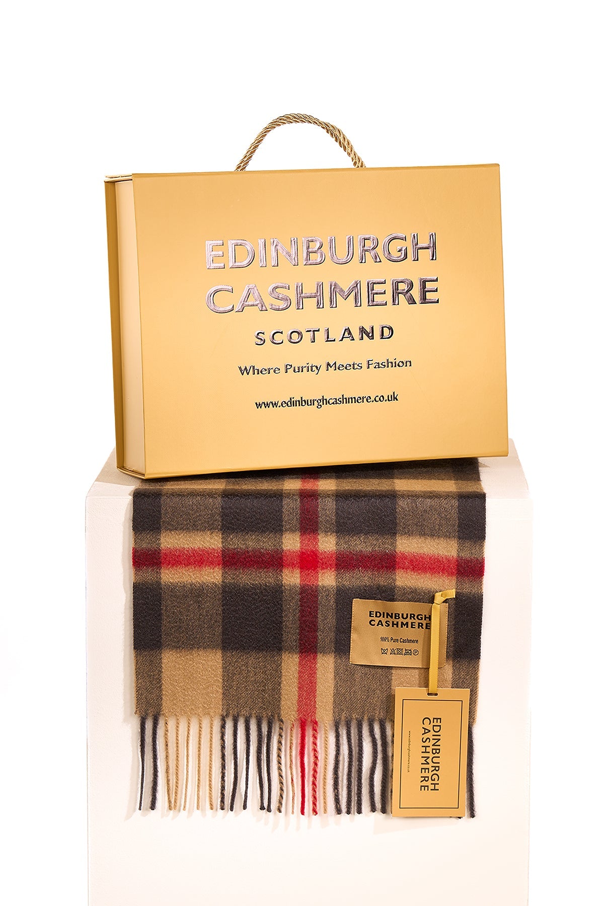 DC Scott Cashmere Scarf Camel and Black