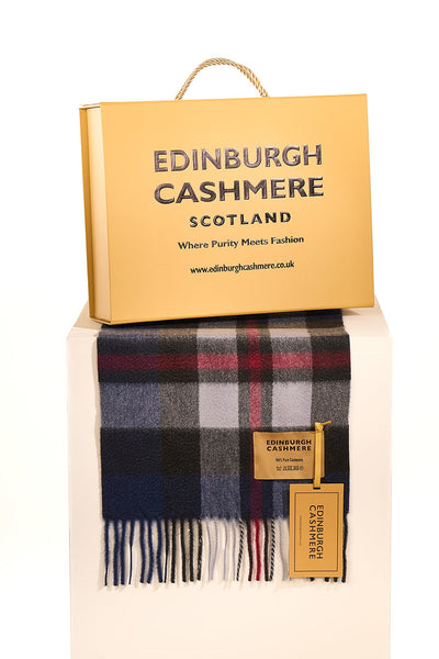 100% Pure Cashmere Scarf Scottish Design Navy