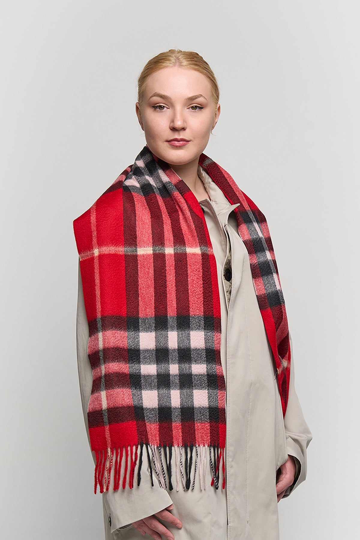 DC Check Cashmere Scarf Red