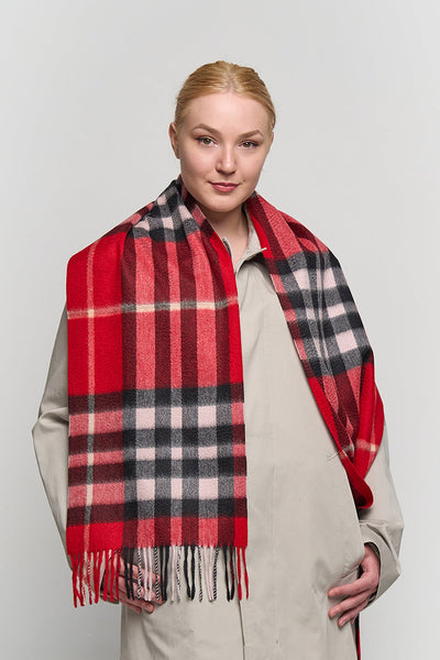 DC Check Cashmere Scarf Red