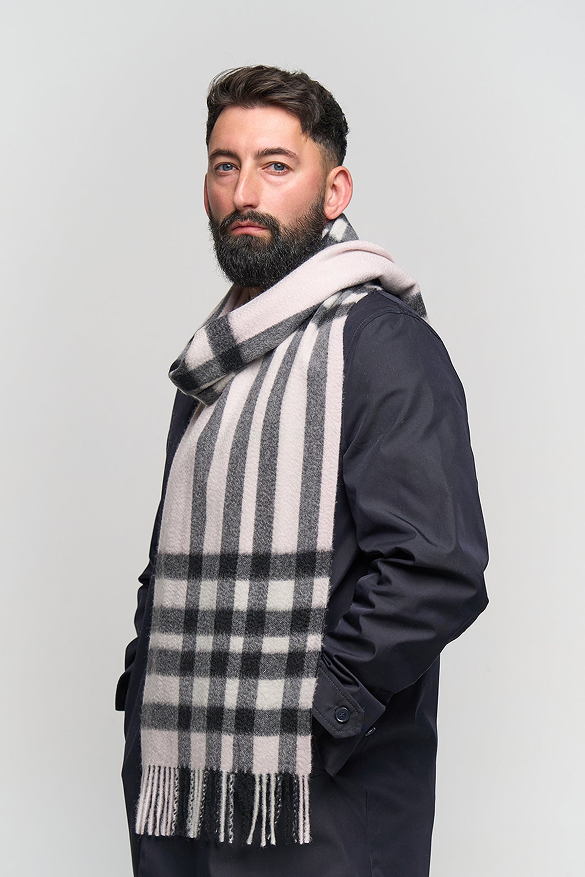 DC Check Cashmere Scarf Light Pink