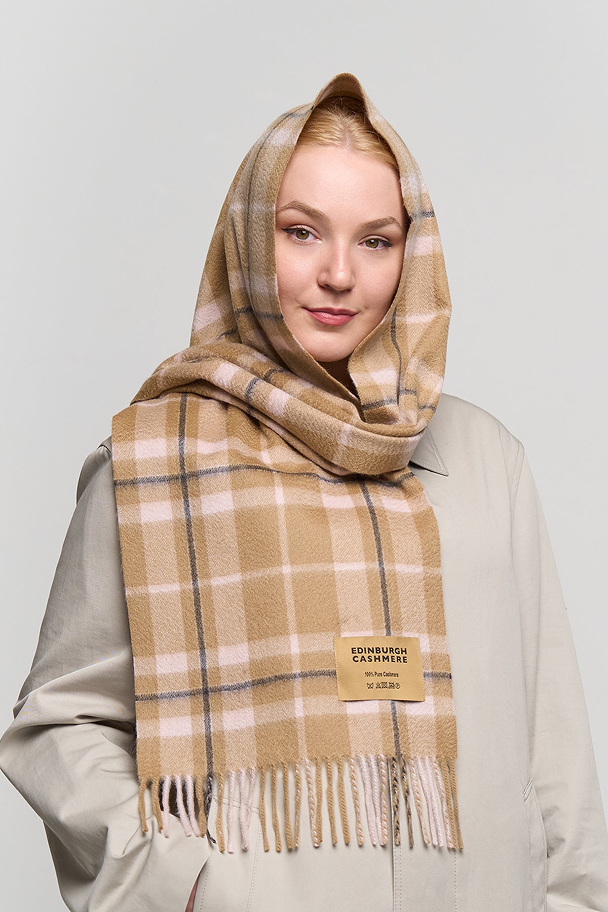 Cashmere Scarf Scottish Thomson Camel Design