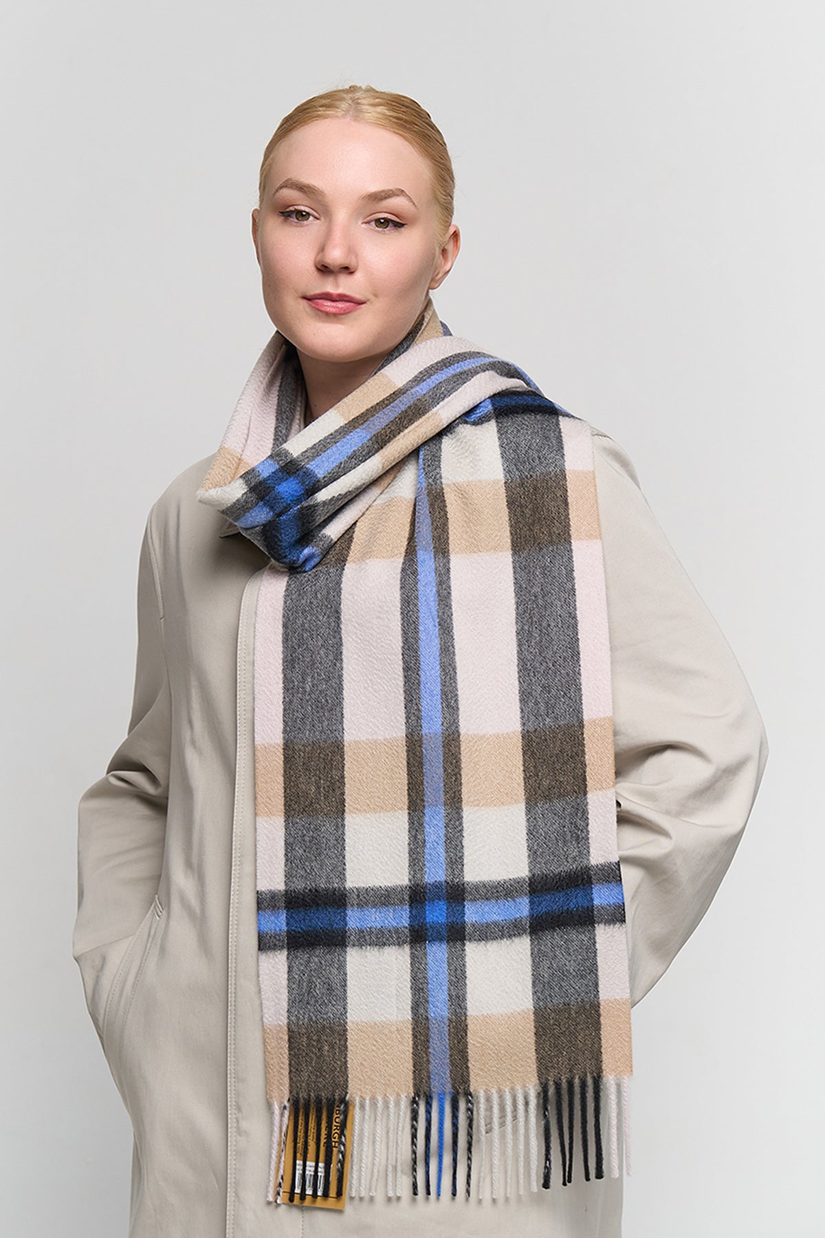 DC Scott Cashmere Scarf Blue/Camel