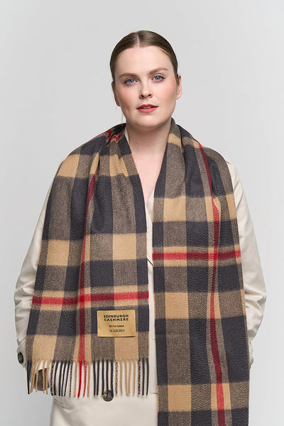 DC Scott Cashmere Scarf Camel and Black