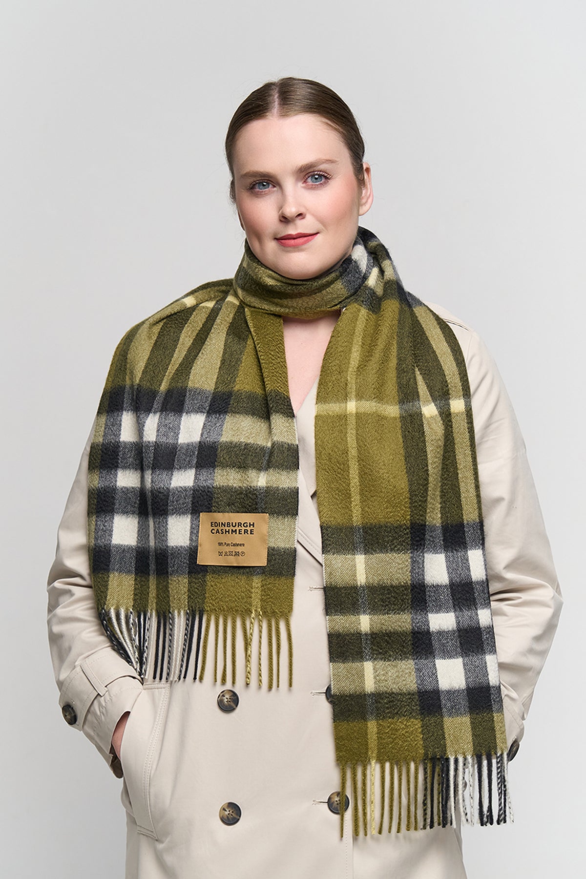 DC Check Cashmere Scarf Green