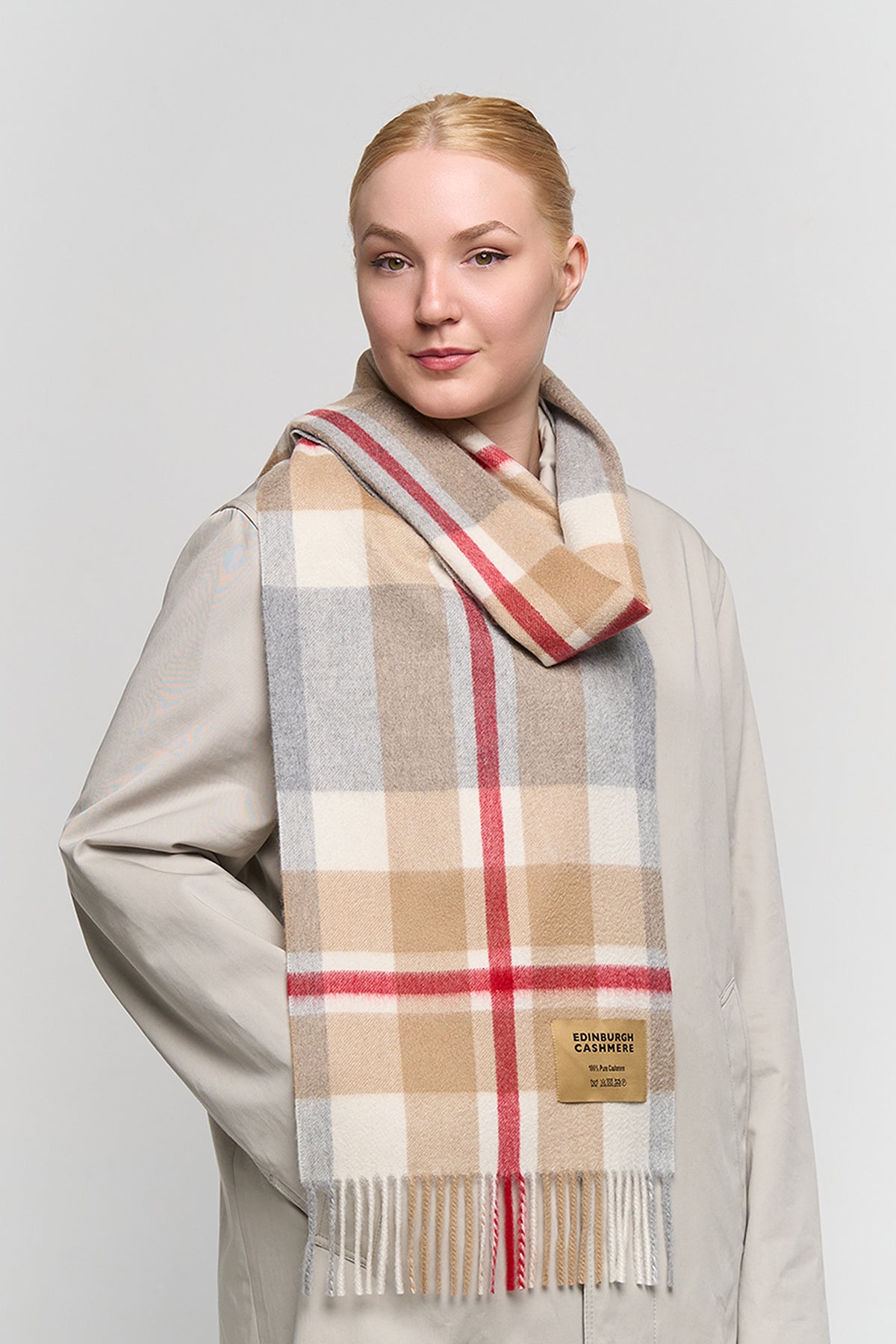 DC Scott Cashmere Scarf Grey/Camel