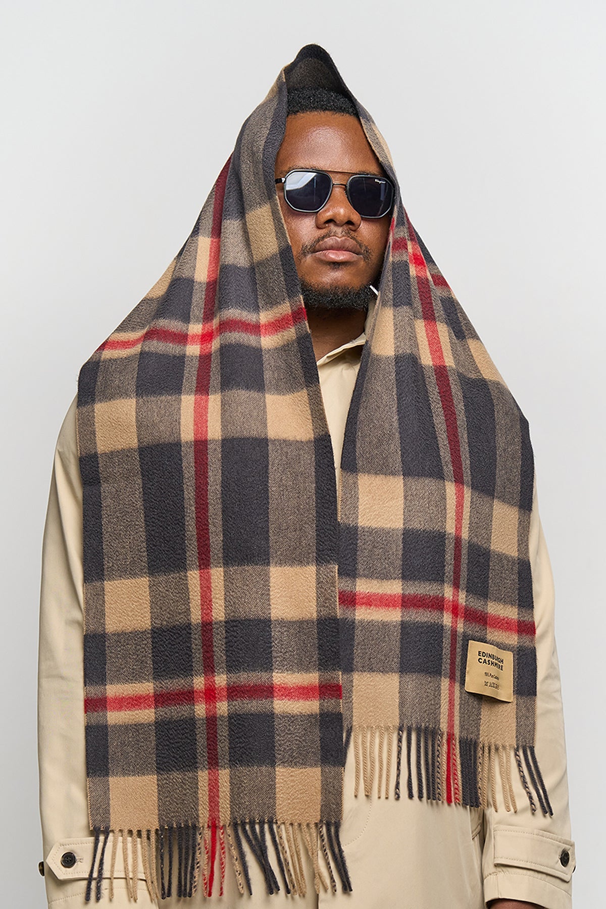 DC Scott Cashmere Scarf Camel and Black
