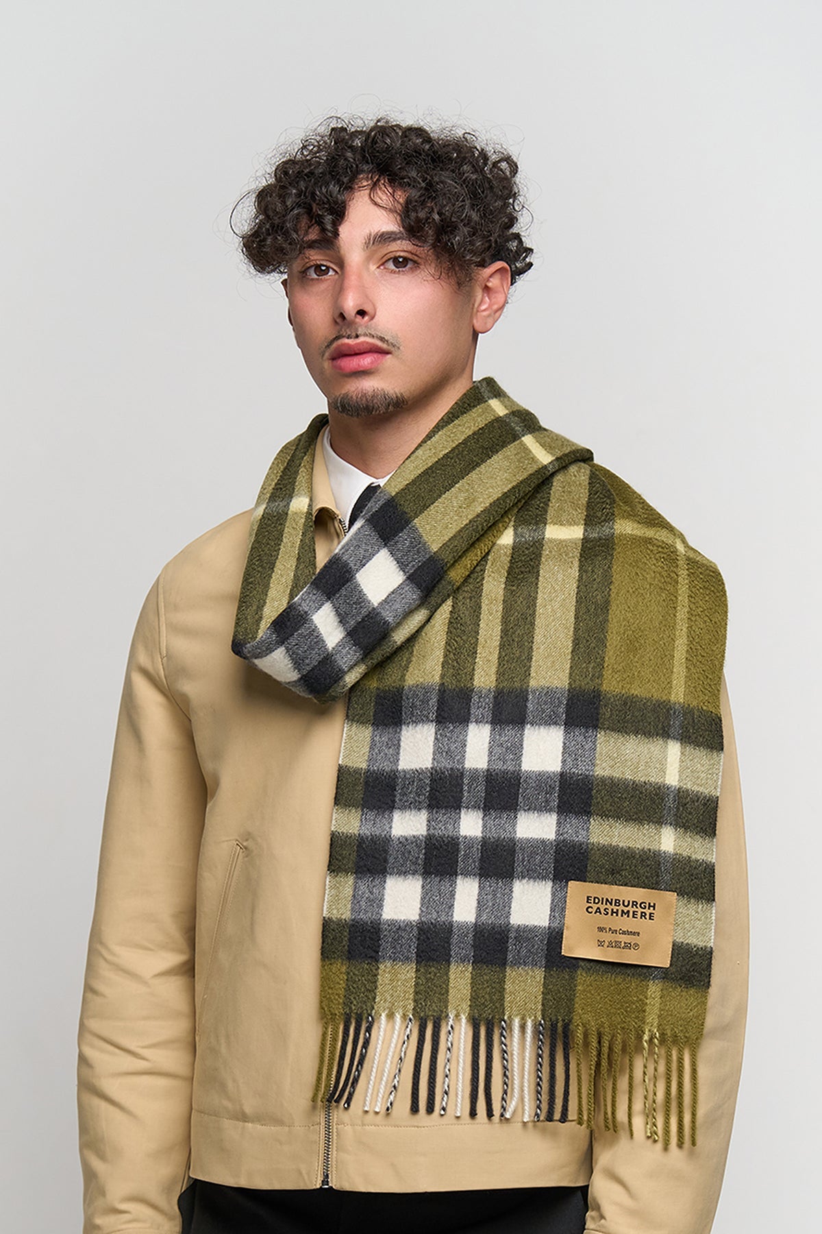 DC Check Cashmere Scarf Green