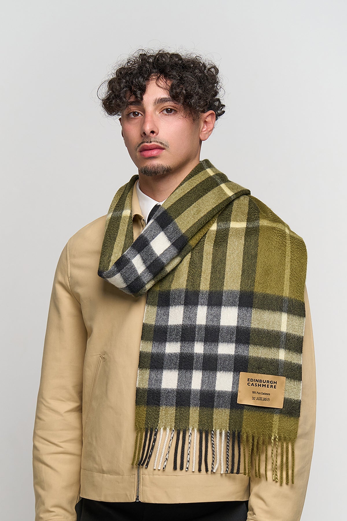 DC Check Cashmere Scarf Green - Small Size