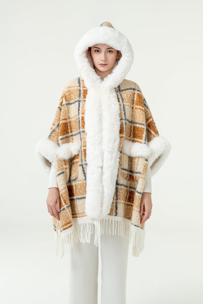 Lucchi Italy Women's Hooded Cape - Camel
