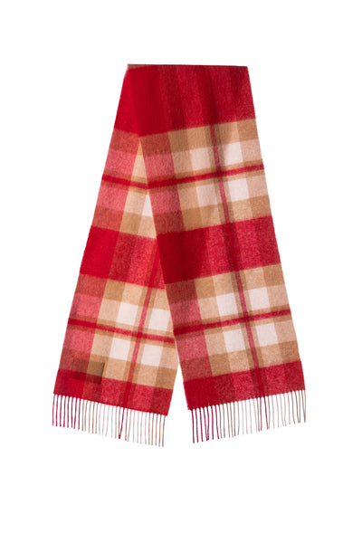 100% Pure Lambswool Scarf DC Scott Red/Camel