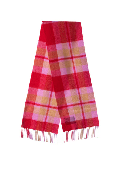 100% Pure Lambswool Scarf Red/Camel