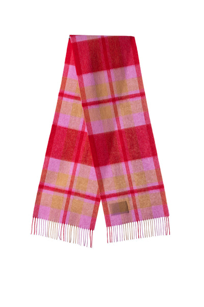 100% Pure Lambswool Scarf DC Scott Red/Blue