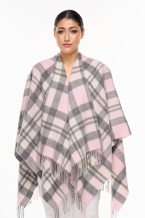 Lucchi Italy Cape DC Design Pink Poncho 100% Pure Lambswool