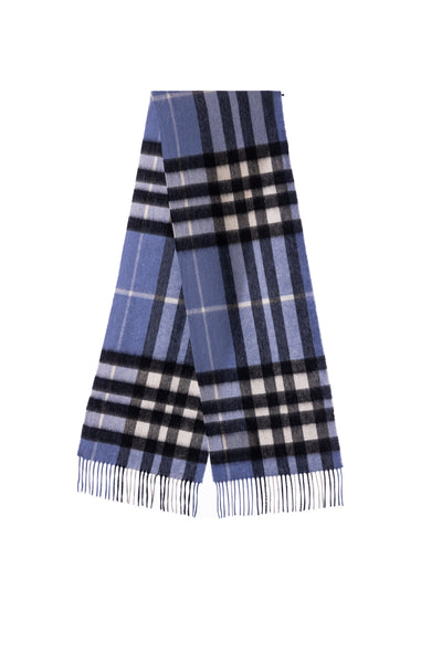 100% Pure Lambswool Scarf DC Check Light Blue