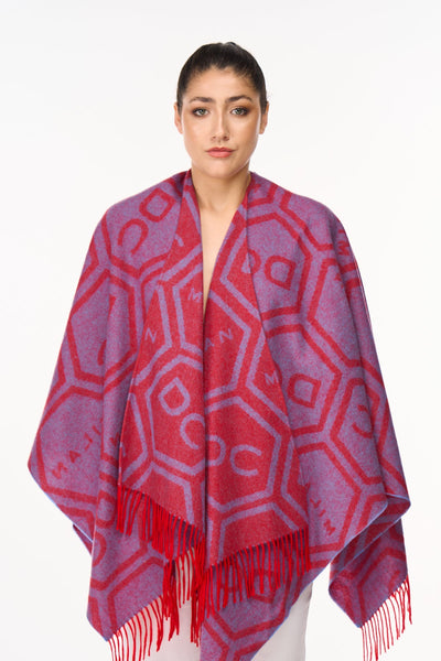 Lucchi Italy Cape Poncho Exclusive Iconic Reversible Design Red