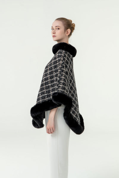 Lucchi Italy Women's Poncho - Black/White