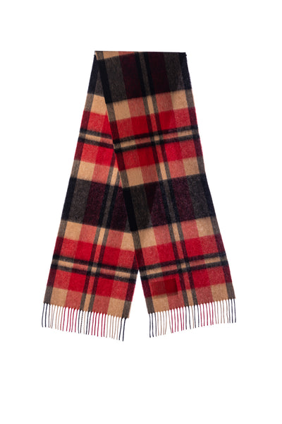100% Pure Lambswool Scarf DC Scott Red/Black