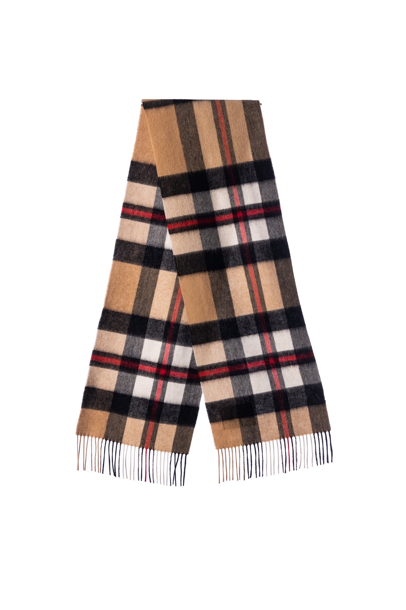 100% Pure Lambswool Scarf DC Camel/Black