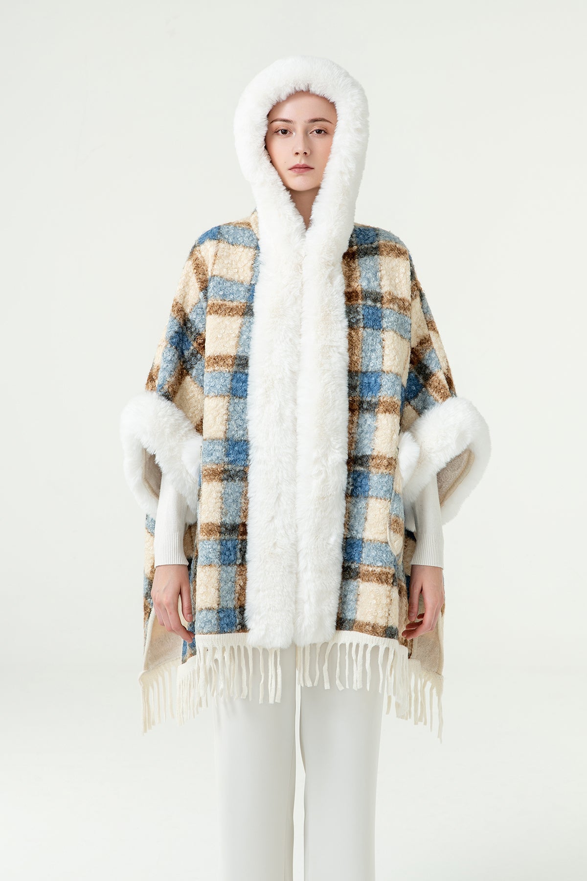 Lucchi Italy Women's Hooded Cape - Blue