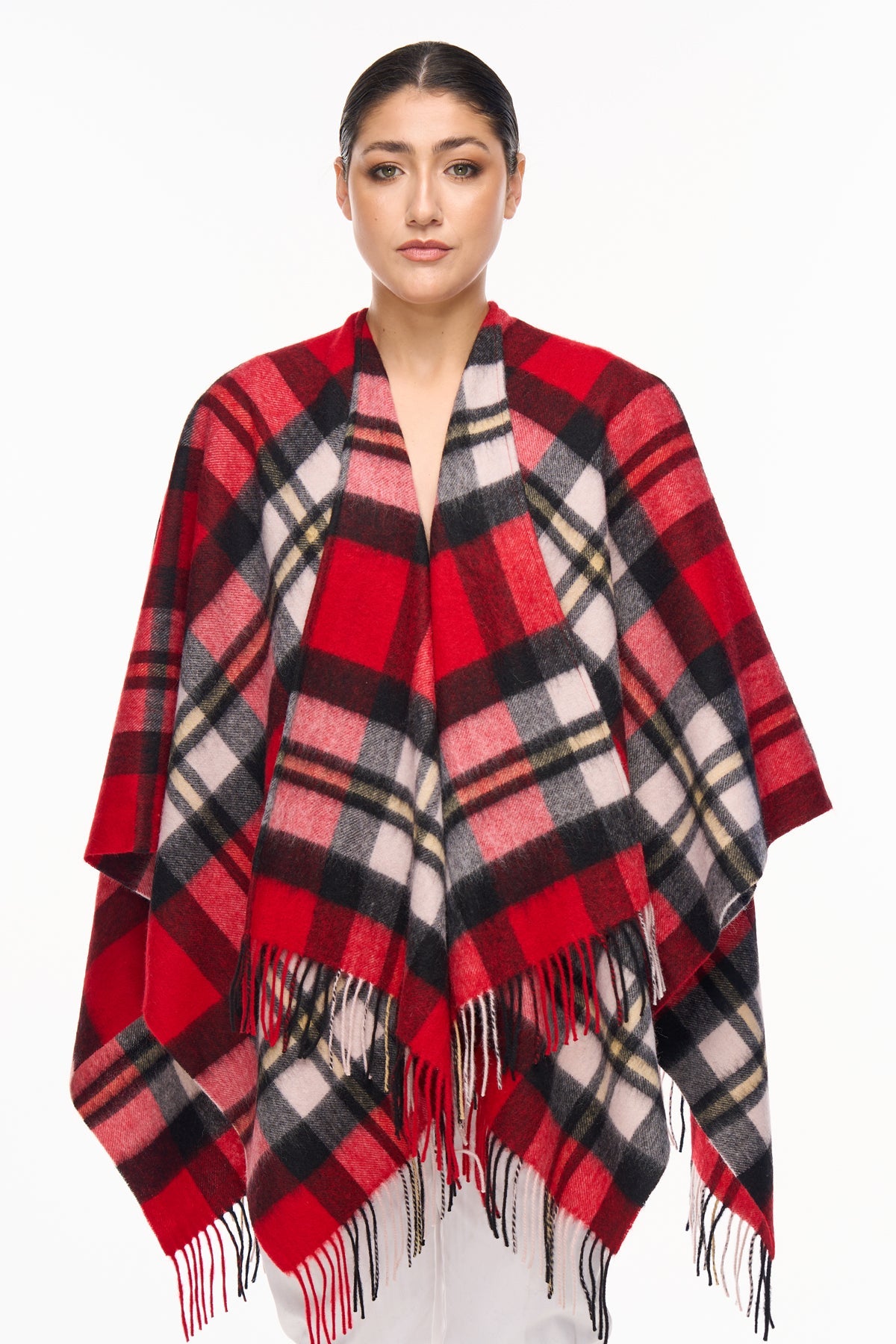 Lucchi Italy Cape DC Design Red Poncho 100% Pure Lambswool