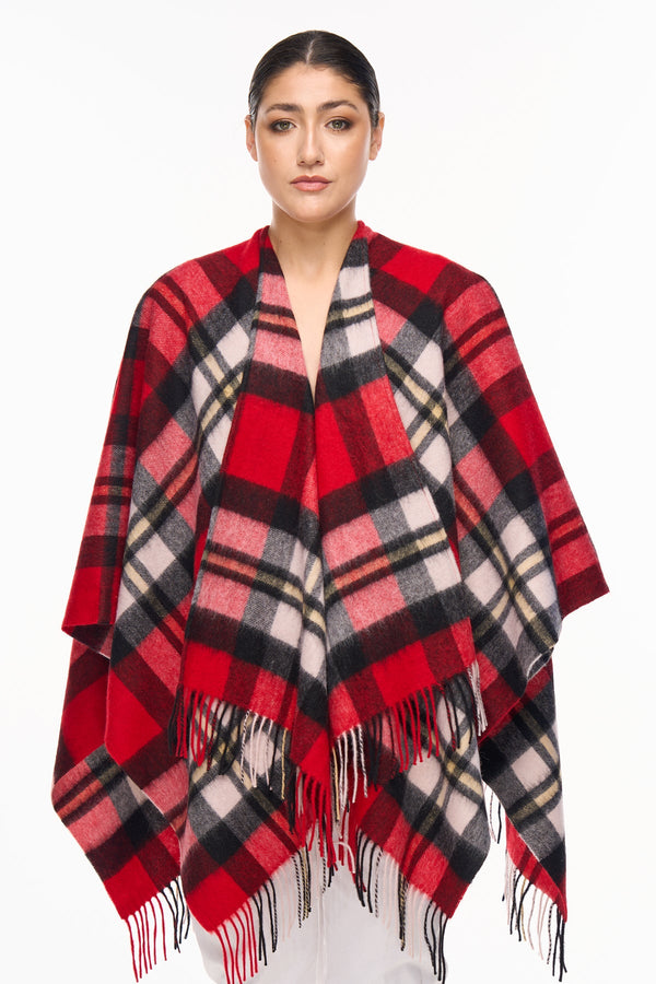 Lucchi Italy Cape DC Design Red Poncho 100% Pure Lambswool